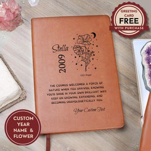 16th birthday gift, Zodiac Constellation Birth Flower gift for 16 Year Old, Personalized Diary for Daughter, Granddaughter, Niece gift