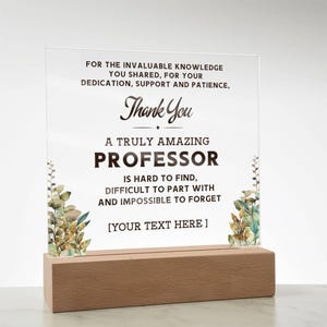 Professor Personalized Thank You Gift, Mentor Gifts Custom Plaque, University Teacher Appreciation Present, Academic Advisor, Tutor