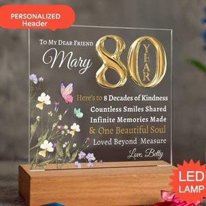 80th birthday gift for women- Personalized Birthday Gift for Her - Happy Birthday Mom Custom Gift for Female Friend Turning 80