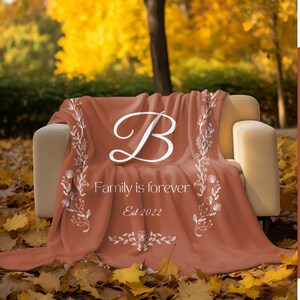 Custom Family Name Blanket, Wedding Anniversary Gift, Housewarming Engagement Gift, Monogram Blanket,  Keepsake Christmas Gift