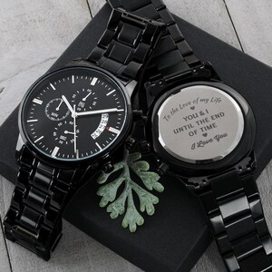 Cadeau fiancé pour mari montre gravée pour homme - vous et moi jusqu'à la fin des temps - cadeau promesse partenaire cadeau Saint-Valentin pour lui image 7