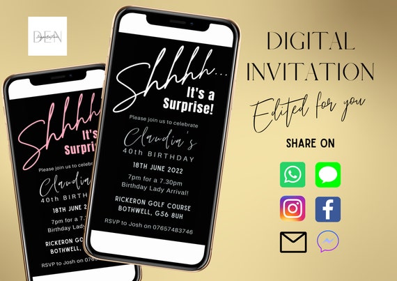 Surprise Birthday Party Invitation Digital Surprise Party | Etsy UK
