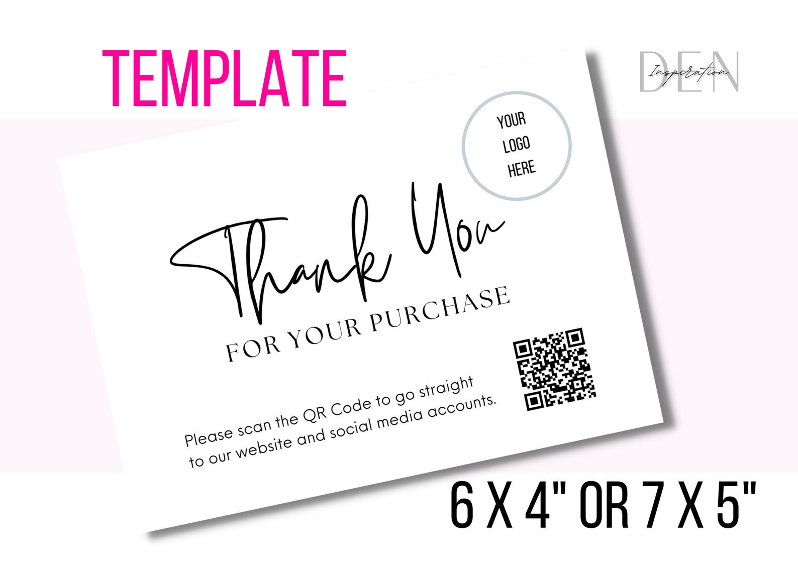 Business Thank You Card Template With QR Code Thank You Card Etsy UK