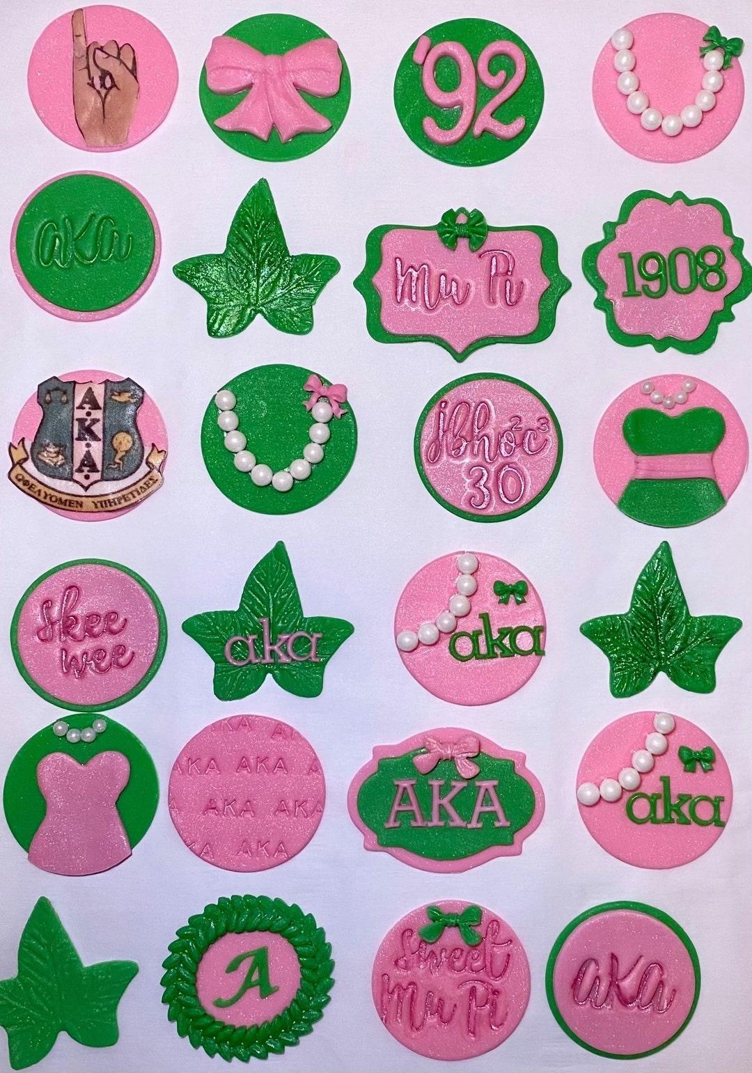 Edible Pink Green Sorority Treat Toppers Perfect for Cupcakes Etsy