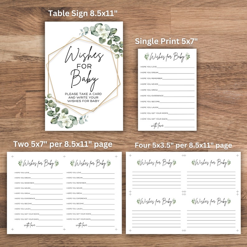 Wishes for Baby Cards and Sign | Minimalist Baby Shower Game | Baby ...