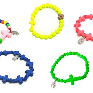 Stock of 50 assorted pieces of elastic rubber rosary bracelet50 assorted pieces of elastic rubber rosary bracelet