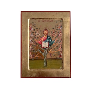 Byzantine wooden icon 10x13 cm Tree of Life