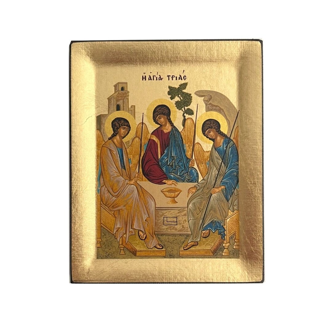Religious Articles, Sacred Trinity Icon, Gold Leaf, 9x13 Cm - Etsy