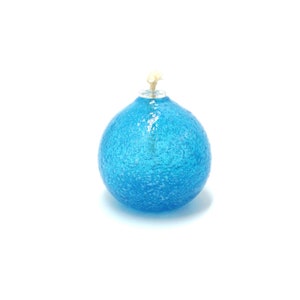 Elegant blue frosted blown glass oil lamp, 8 cm.