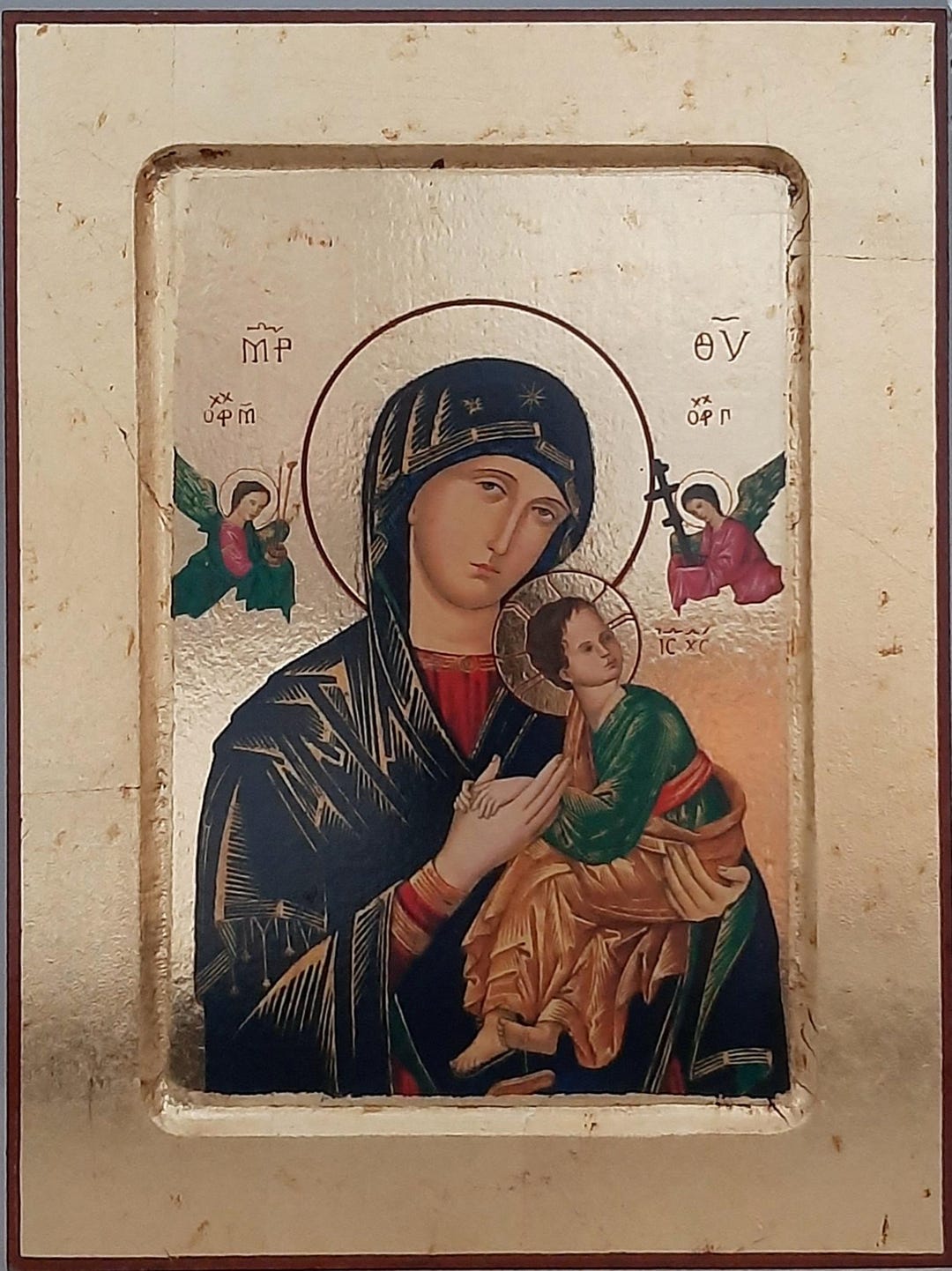Byzantine Wooden Icon 10x13 Cm Our Lady of Perpetual Help - Etsy