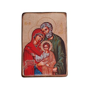 Wooden icon Holy Family Orthodox cm 28x20