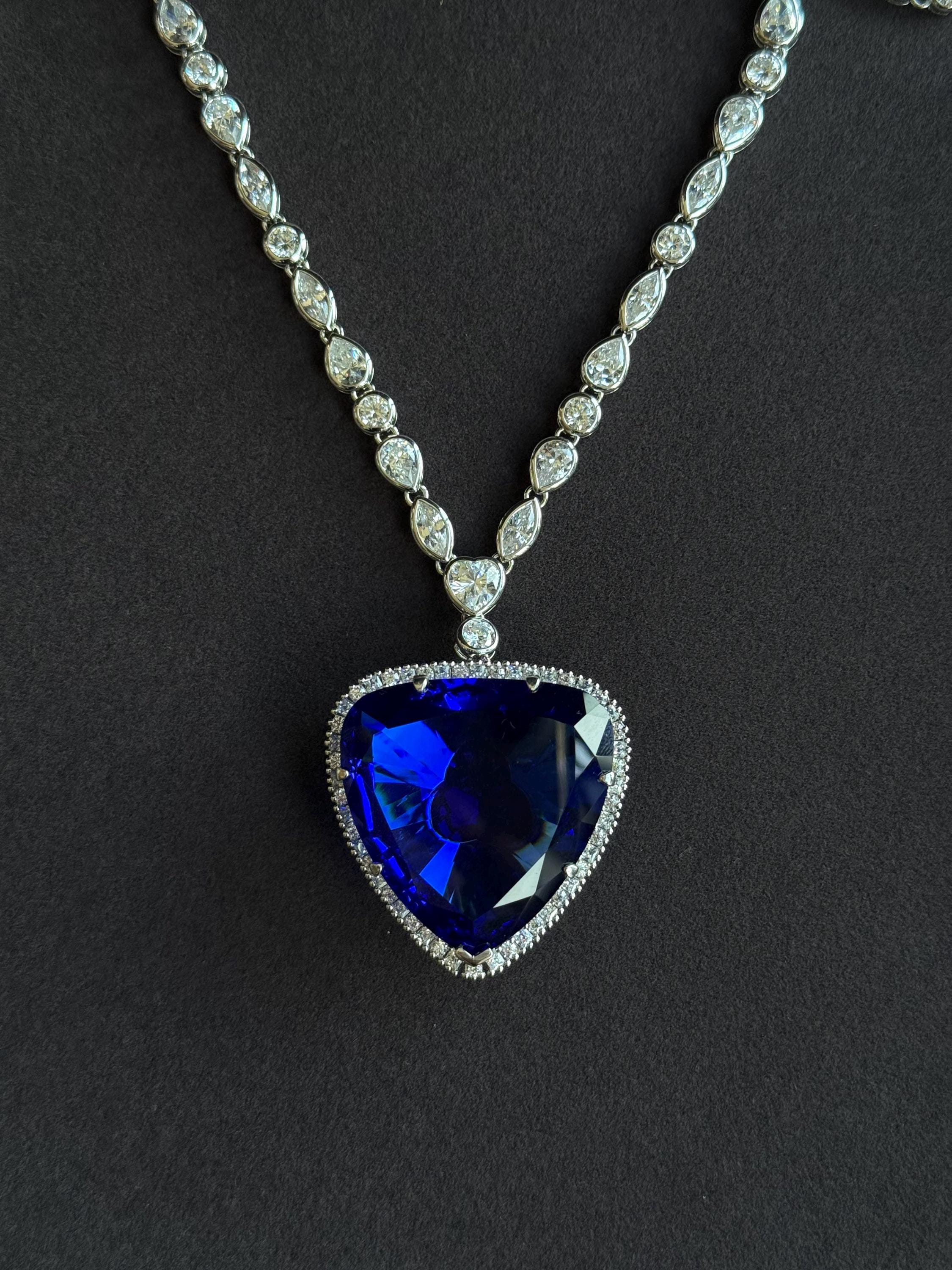 Titanic Heart of the Ocean Replica Necklace With 925 Sterling