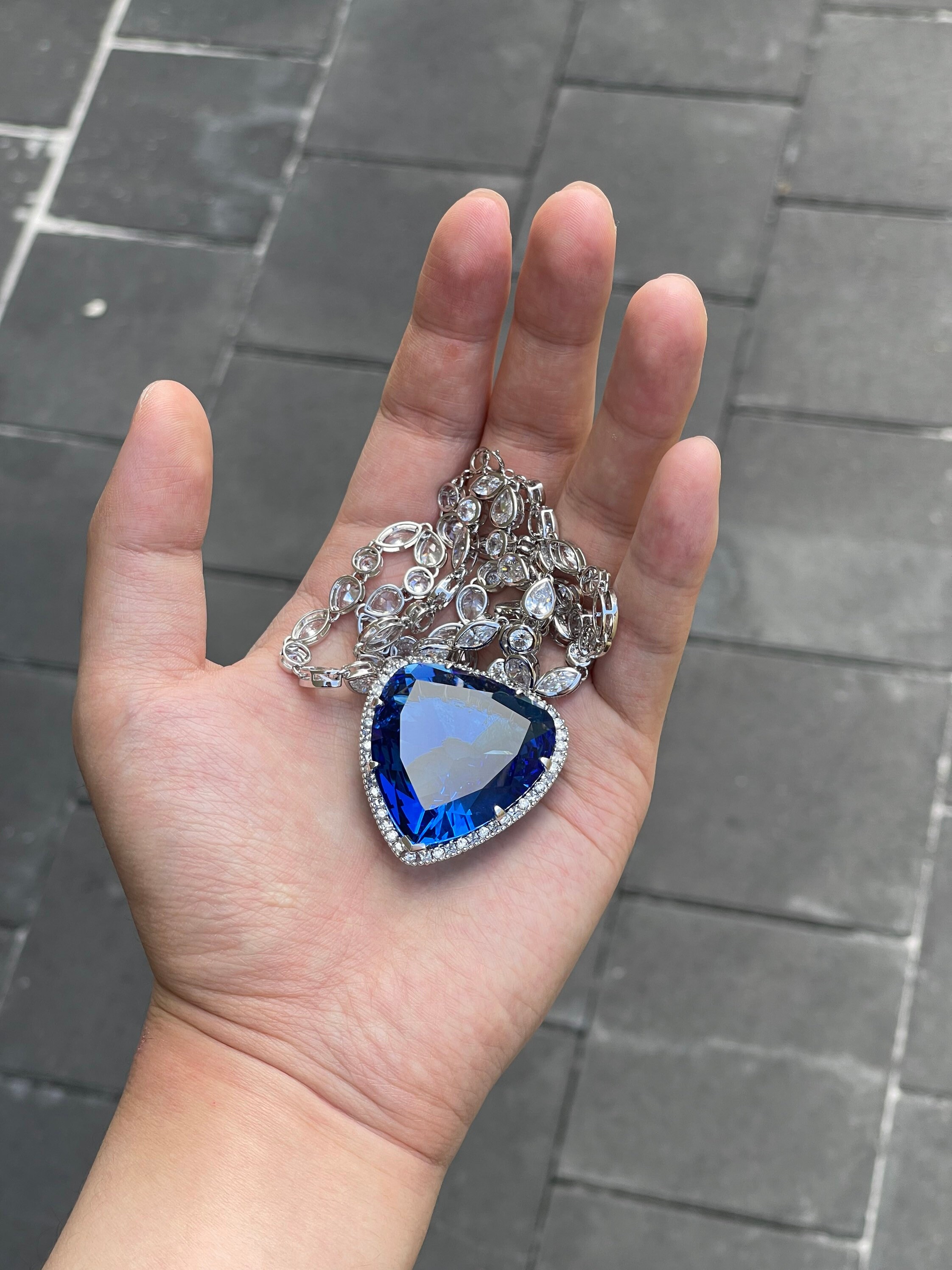Titanic Heart of the Ocean Replica Necklace With 925 Sterling