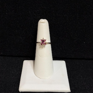 Vintage 14K Yellow Gold Ruby and Diamond Size 5 3/4 Ring