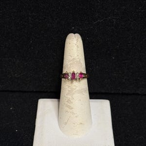 Vintage 14K Yellow Gold Ruby and Diamond Size 5 1/4 Ring