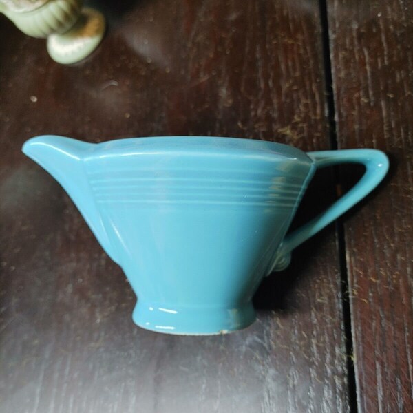Rare!Vintage Homer Laughlin Turquoise Harlequin Stoneware Creamer/Pitcher