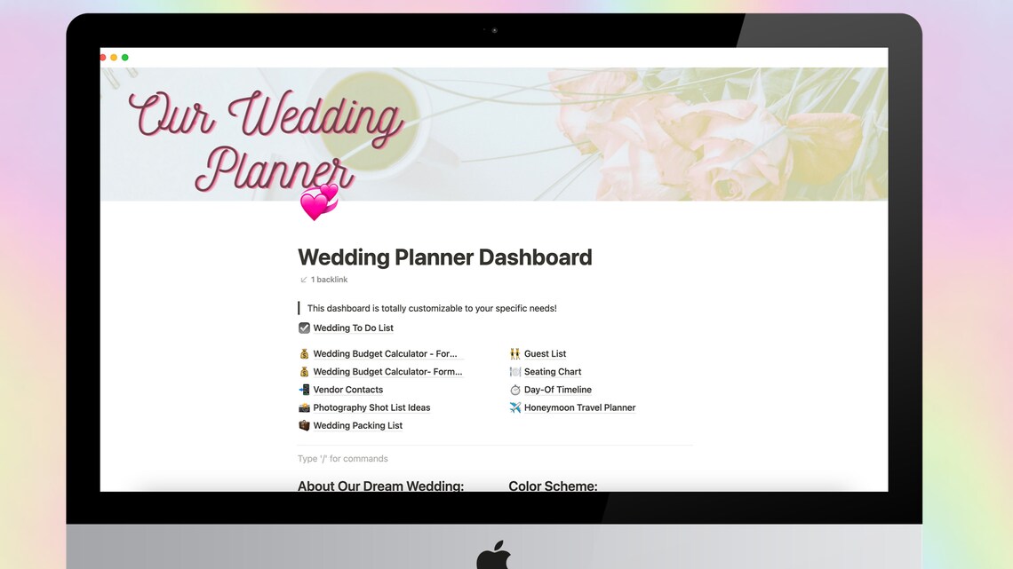Wedding Planning Notion Template - Etsy