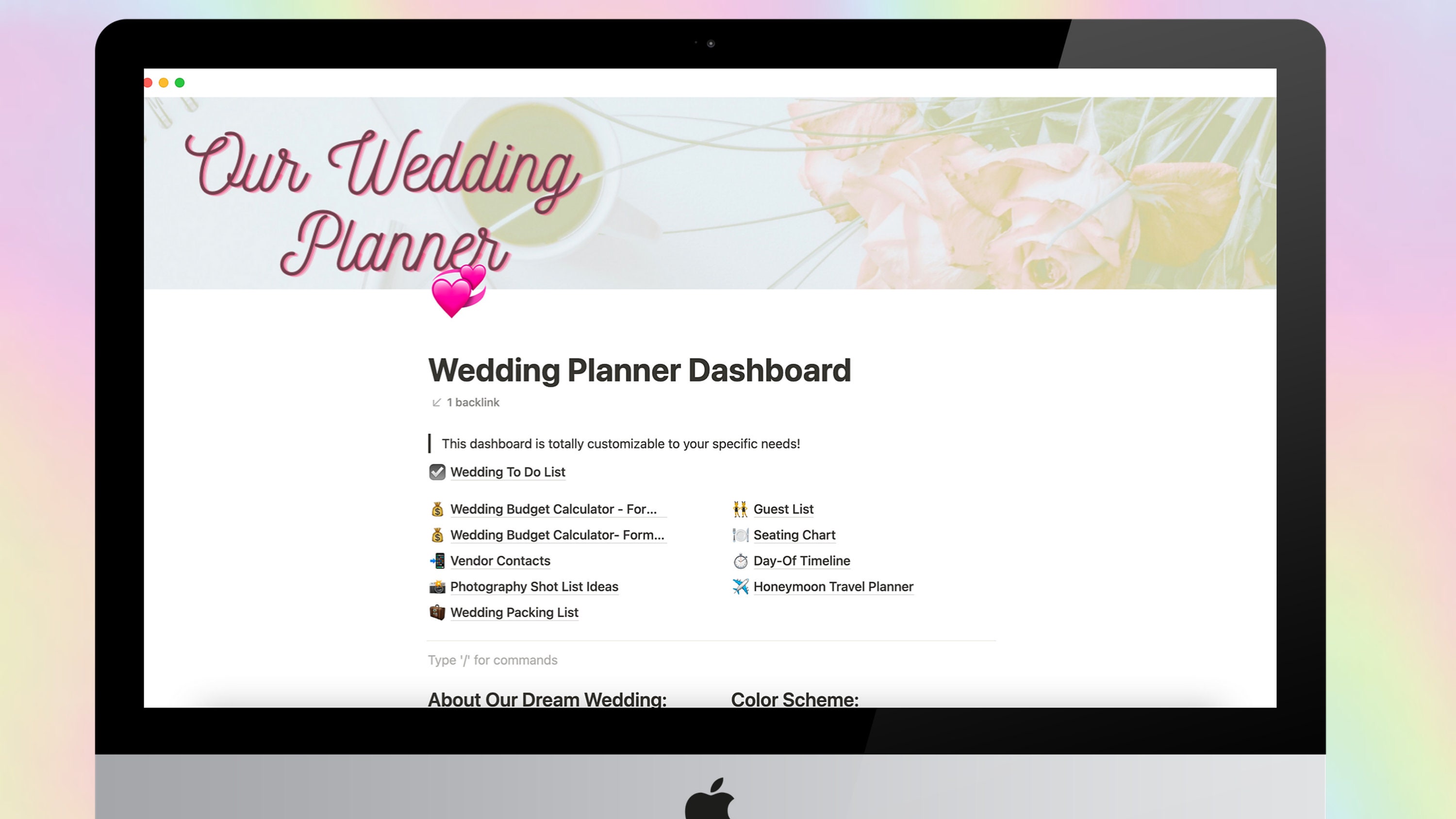 Wedding Planning Notion Template - Etsy
