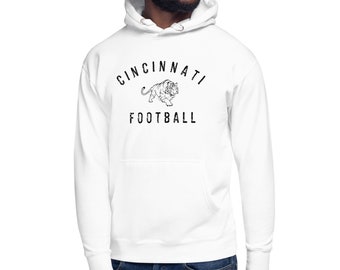 Sweat à capuche blanc Cincinnati Football noir