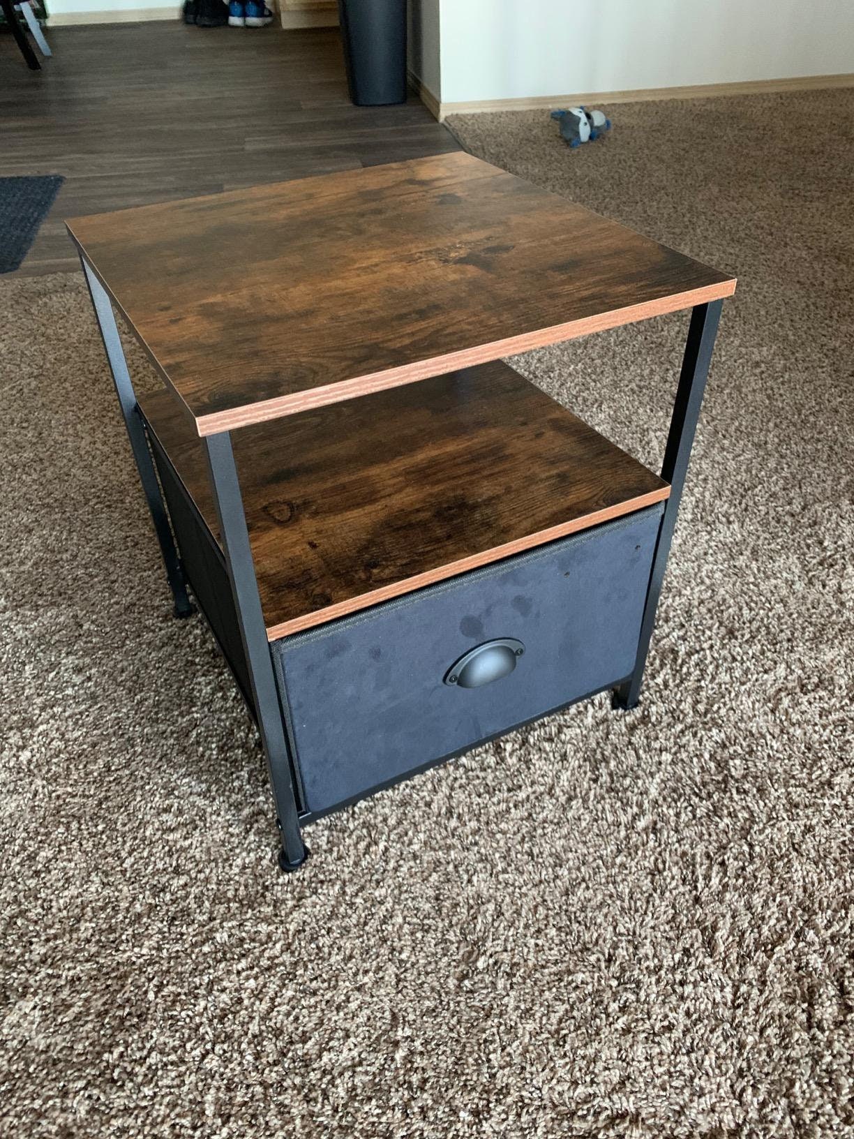 3Tier Bedside Table with Drawer Rustic Wood Nightstand Etsy