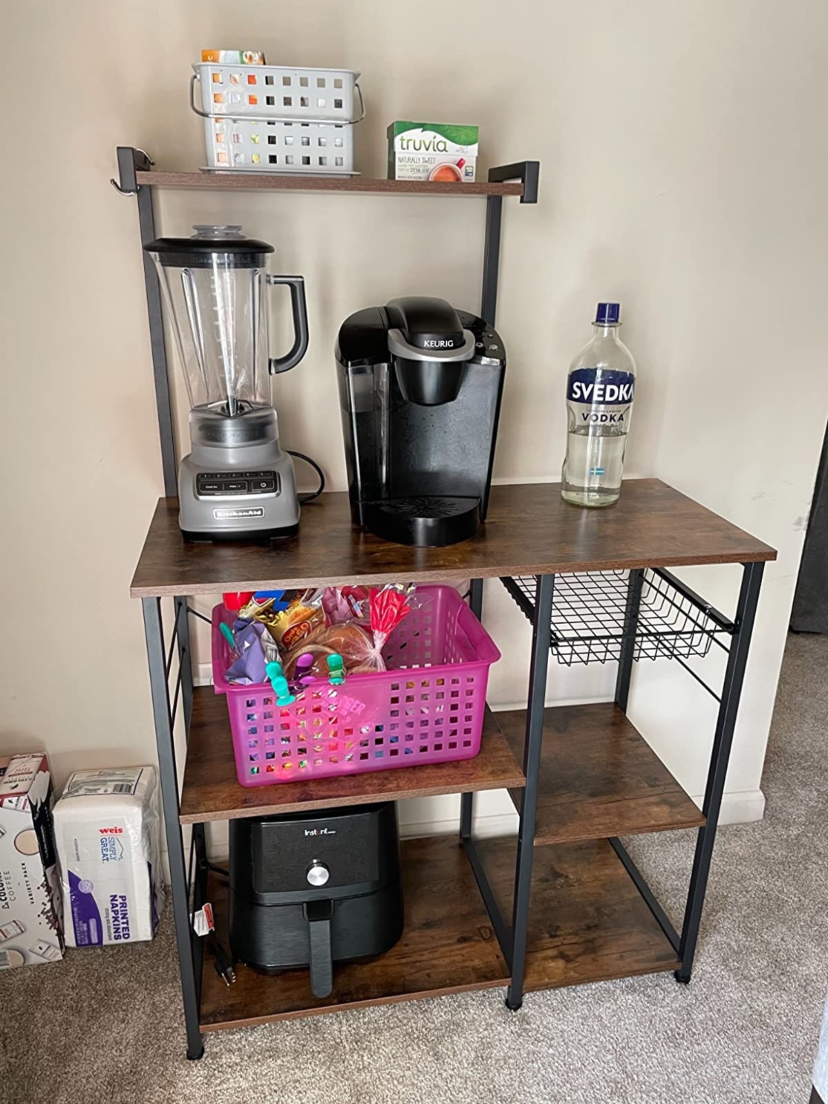 Carro de almacenamiento de cocina de madera y acero industrial | Etsy