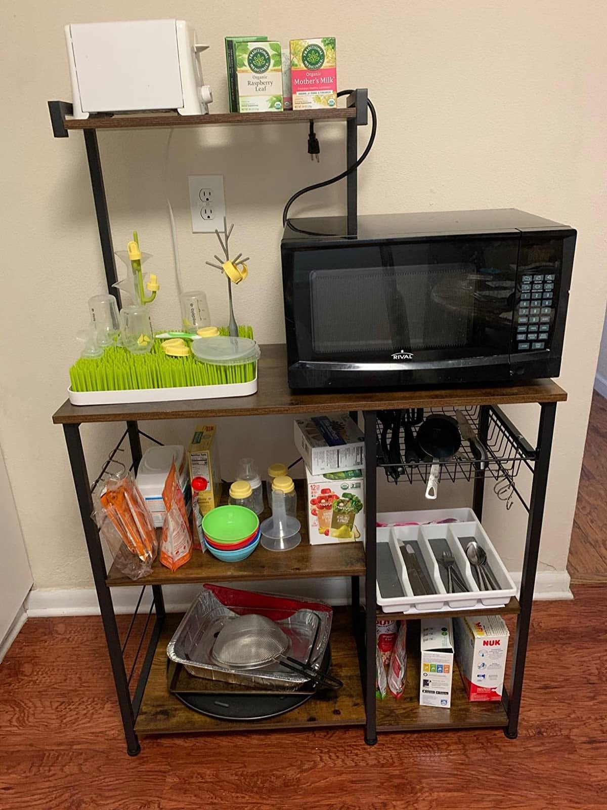 Carro de almacenamiento de cocina de madera y acero industrial | Etsy