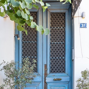 Athens Blue Doors Print: Plaka Neighborhood Travel Photography