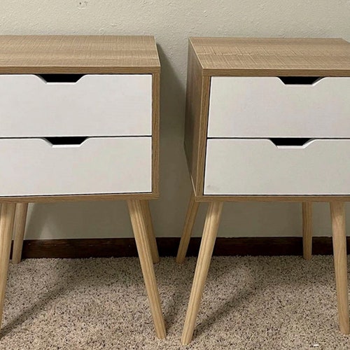 Nightstand Pair With Drawers Nightstand Set of 2 Etsy