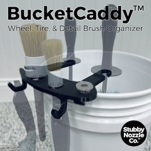 BucketCaddy - The Wheel, Tire, & Detailing Brush Holder Mount Attachment Organizer for 5-gallon and 6-gallon Car Wash Buckets