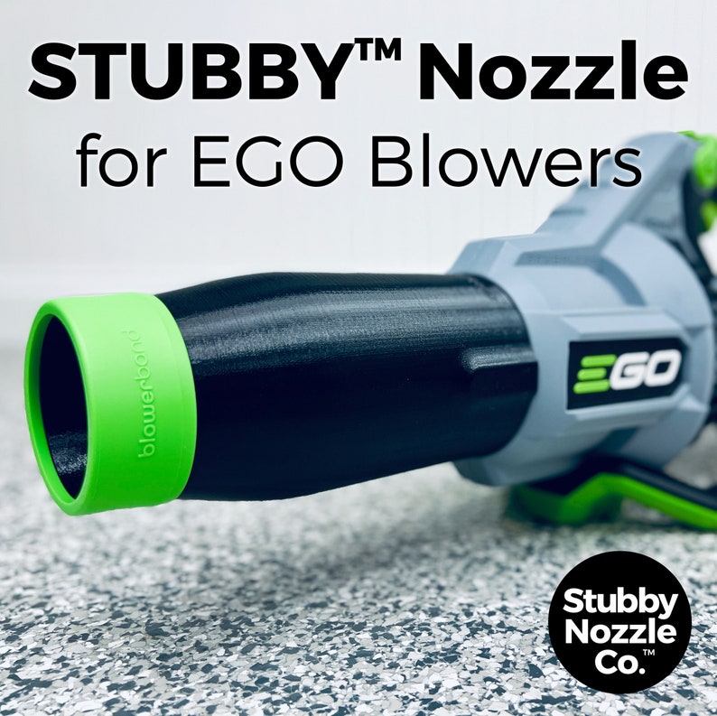 May include: A black and green leaf blower nozzle attachment for Ego blowers. The nozzle is labeled "blowerport".