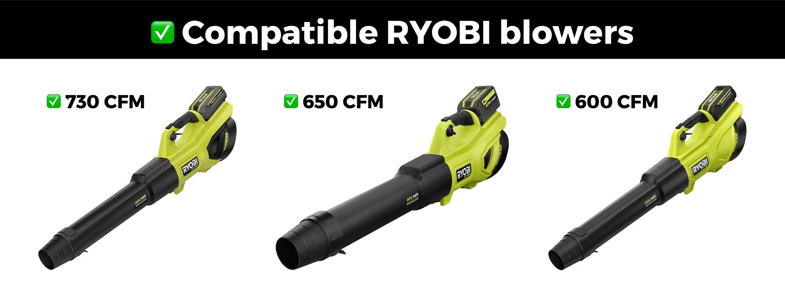 Tapered Speed Nozzle For Ryobi 40V Backpack Blower – Fits Model RY404017VNM – 4" Diameter