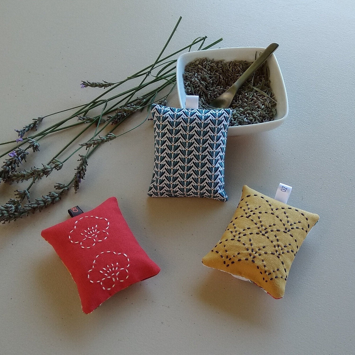 Mini-Coussin Lavande - Série Moutarde et Kaki