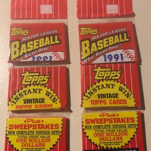 Vintage 30+Year Old MLB Baseball UNopened 1991 topps Rack Pack *Lot of 2*from New box 90 Cards!
