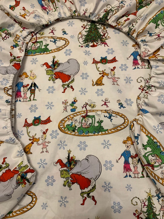 Christmas Grinch and Whoville Crib Sheet