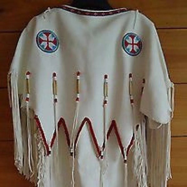 Ureinwohner Buckskin Kleid Frauen Handmade Buckskin, Plains Indianerfarben Farben mit Bones-Stil, mit Glasperlen