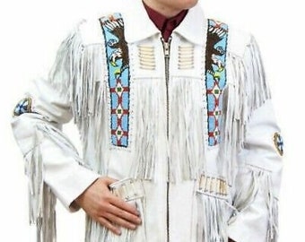Vintage Look Cowboy Native American Style Brown Tan Real Suede Leather ...