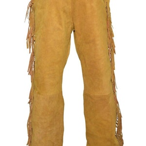 Mountain Man American Buffalo Leather Hippie Ragged Pants Fringes PLB01 ...