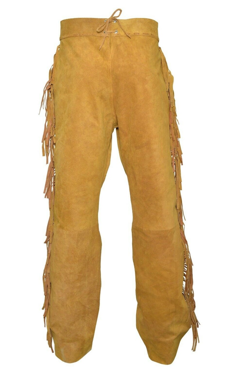Mountain Man American Buffalo Leather Hippie Ragged Pants Fringes PLB01 ...