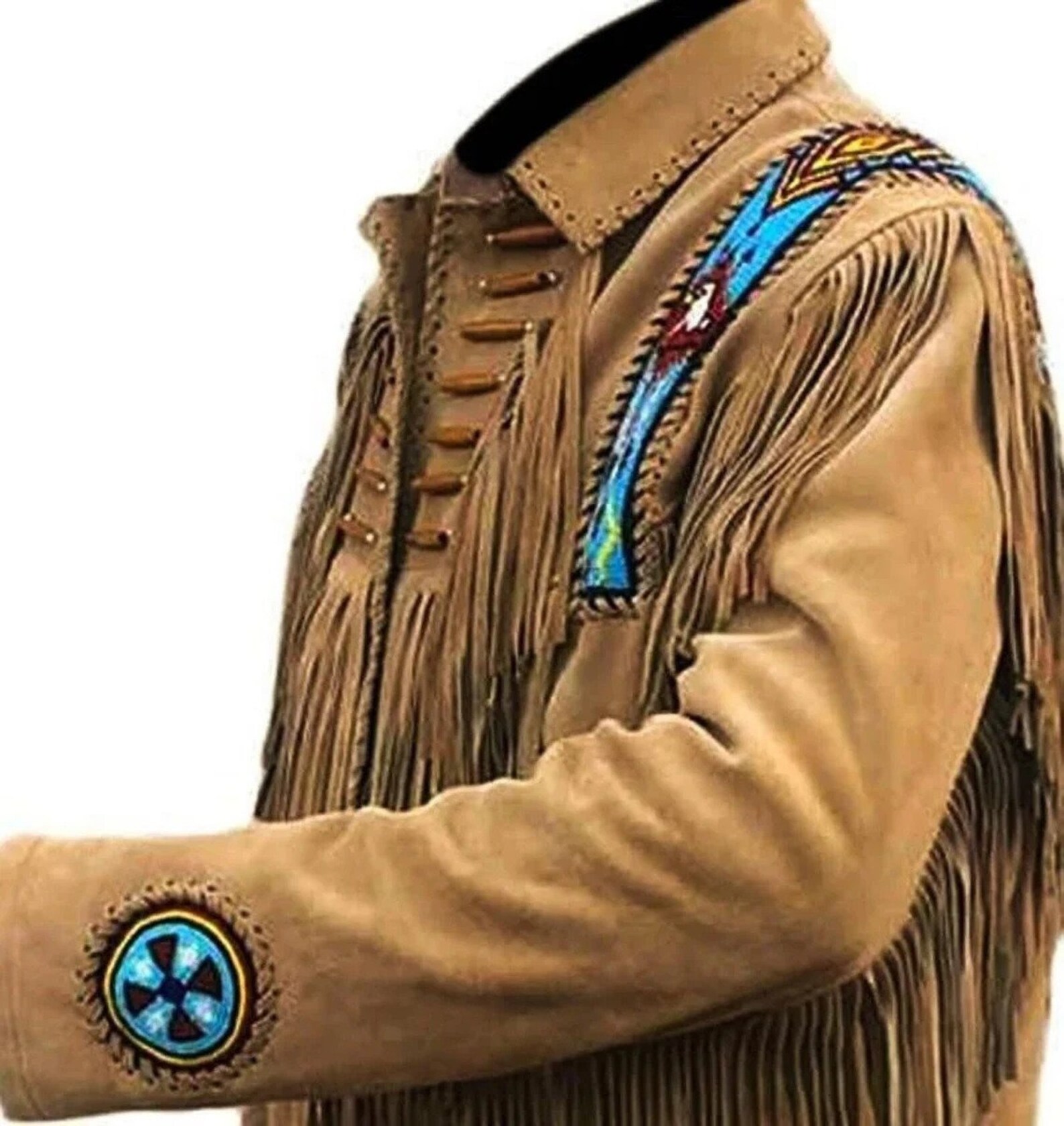 Mens Native Handmade Indian Buckskin American Leather Bead - Etsy UK