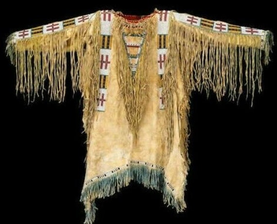 Native Indians Buckskin Suede Beige Leather Sioux Beaded 