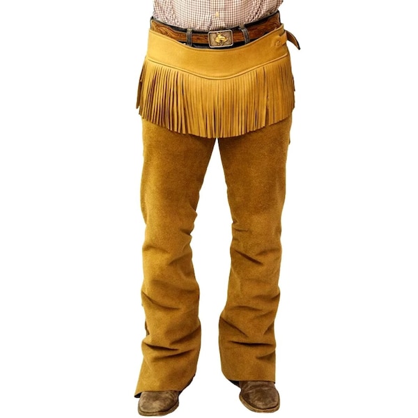 Indianer Western Leder Buckskin Original Hose Hose Stil Hippy Cowboy Hose Geschenk für Männer Neu mit Tags