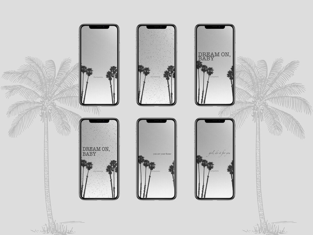 Palm Trees iPhone Wallpaper, Quotes, Black & White Etsy