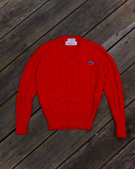 Izod Lacoste Red Cable Knit Sweater - Etsy