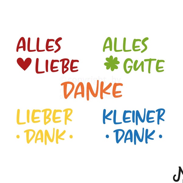 Aufkleber Bogen | Sticker Set | Danke | Alles Gute