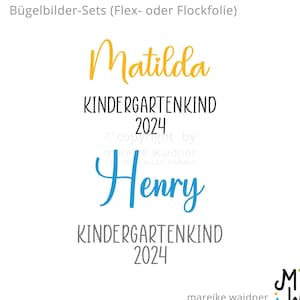 Iron-on image set | Kindergarten child | School child | Name Date Year