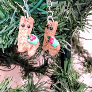 Gingerbread Lama cookie earrings