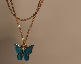 Blue Butterfly Necklace - Etsy