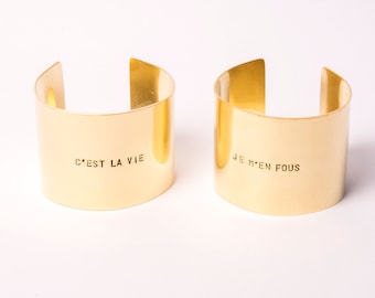 BRACCIALE XL 5 cm - in ottone  - regolabile- incisione personalizzabile