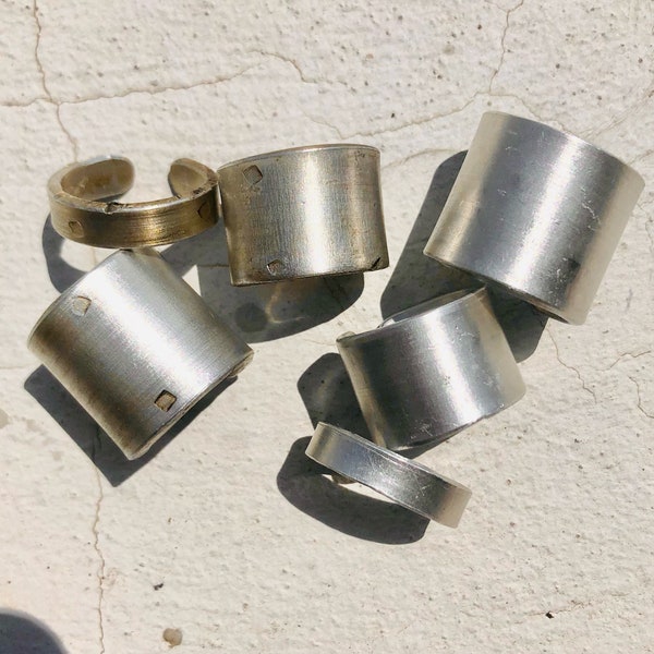 UNISEX-BANDRINGE -Handgefertigt- aus Aluminium-Satiniert und brüniert - Handgefertigte Aluminiumringe - Maxi-Mittel-Kleine Ringe-