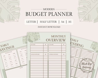 Printable Budget Planner | Modern Budget Planner | Personal Finance Planner | Planner Refill | Planner Accessories